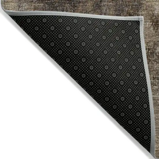 8' Brown And Ivory Round Abstract Washable Indoor Outdoor Area Rug Photo 9