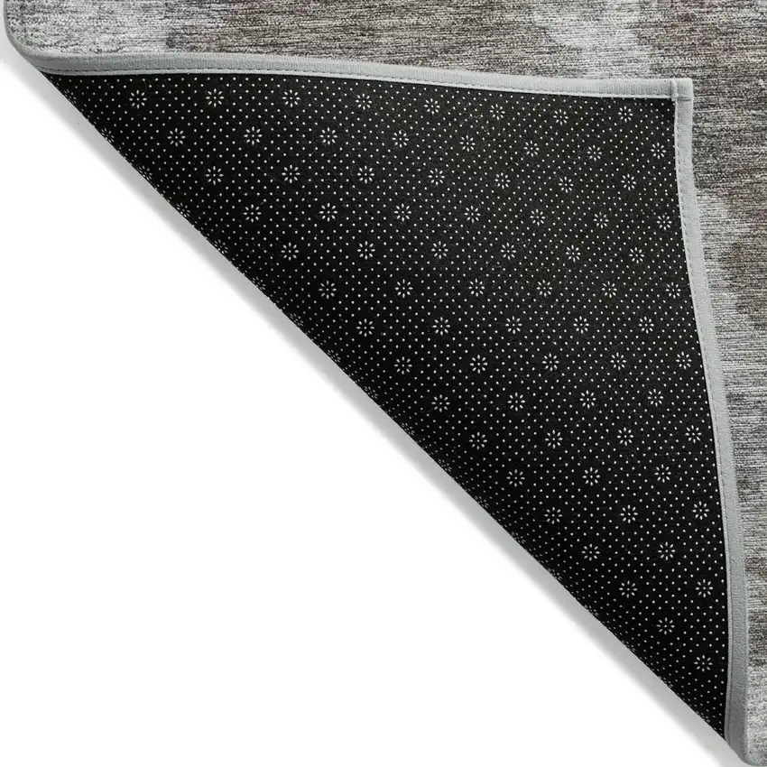 8' Brown And Ivory Round Abstract Washable Indoor Outdoor Area Rug Photo 9