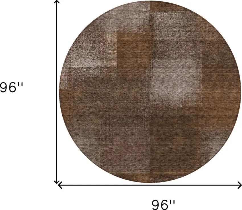 8' Brown And Ivory Round Abstract Washable Indoor Outdoor Area Rug Photo 8