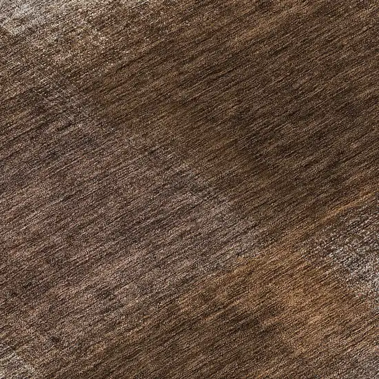8' Brown And Ivory Round Abstract Washable Indoor Outdoor Area Rug Photo 9