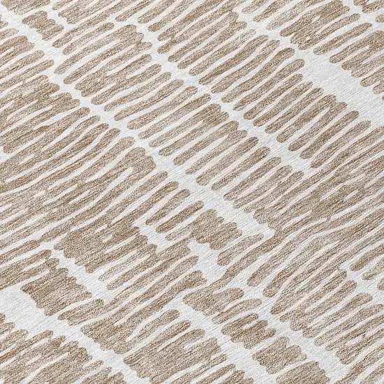 8' Brown And Ivory Round Abstract Washable Indoor Outdoor Area Rug Photo 8