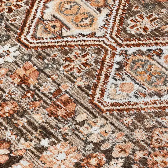 8' Brown And Ivory Round Aztec Washable Indoor Outdoor Area Rug Photo 8