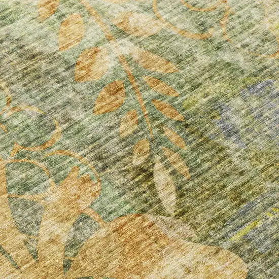 8' Brown And Ivory Round Floral Washable Indoor Outdoor Area Rug Photo 9