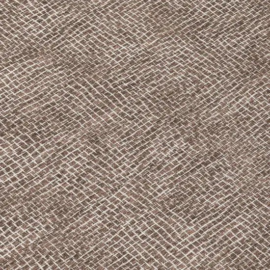 8' Brown And Ivory Round Geometric Washable Indoor Outdoor Area Rug Photo 8