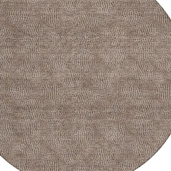 8' Brown And Ivory Round Geometric Washable Indoor Outdoor Area Rug Photo 5