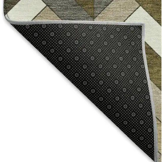 8' Brown And Ivory Round Geometric Washable Indoor Outdoor Area Rug Photo 6