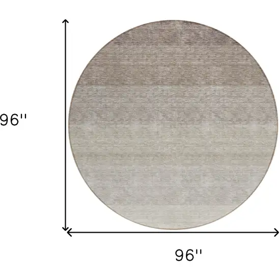 8' Brown And Ivory Round Ombre Washable Indoor Outdoor Area Rug Photo 3