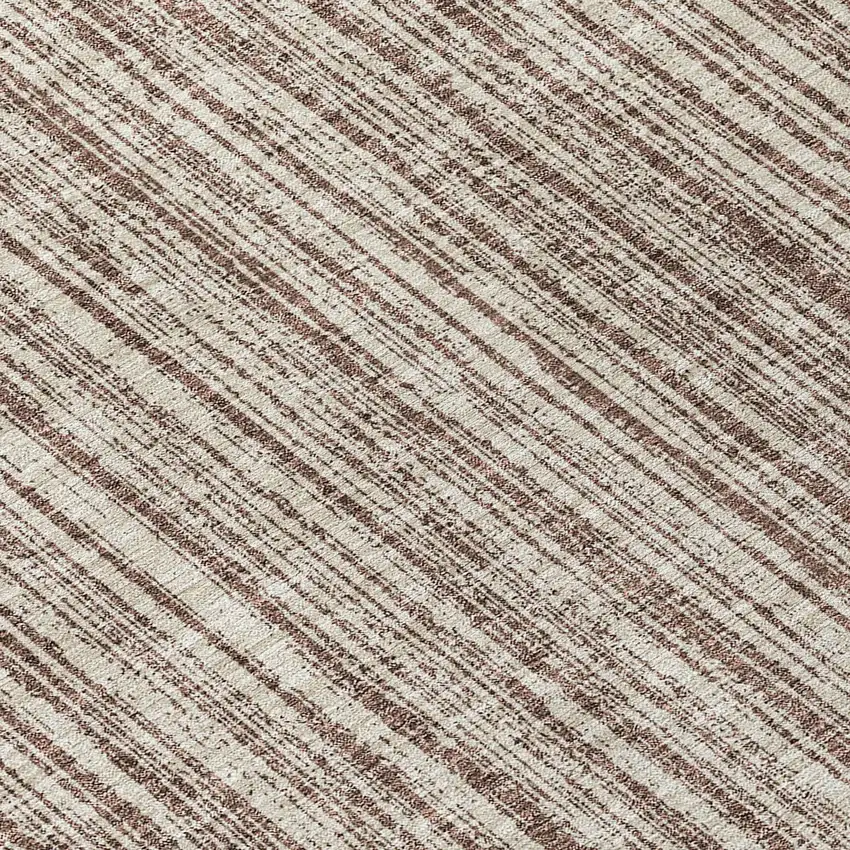 8' Brown And Ivory Round Striped Washable Indoor Outdoor Area Rug Photo 9