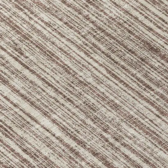 8' Brown And Ivory Round Striped Washable Indoor Outdoor Area Rug Photo 9