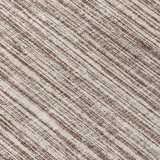 8' Brown And Ivory Round Striped Washable Indoor Outdoor Area Rug Photo 9