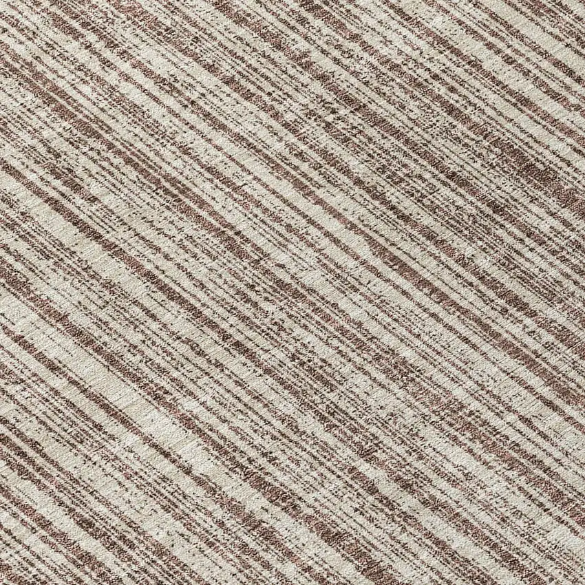 8' Brown And Ivory Round Striped Washable Indoor Outdoor Area Rug Photo 9