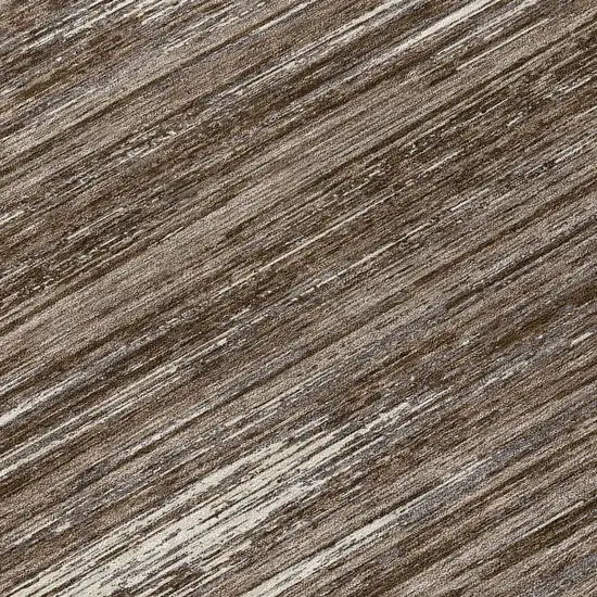 8' Brown And Ivory Round Striped Washable Indoor Outdoor Area Rug Photo 8