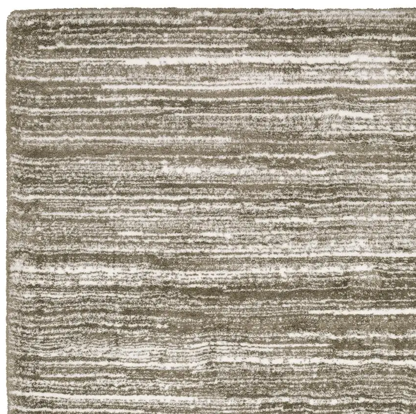 8' Brown And Ivory Striped Runner Rug Photo 6
