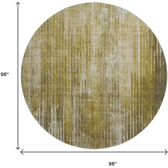 8' Brown And Ivory Striped Washable Round Rug With UV Protection Photo 9