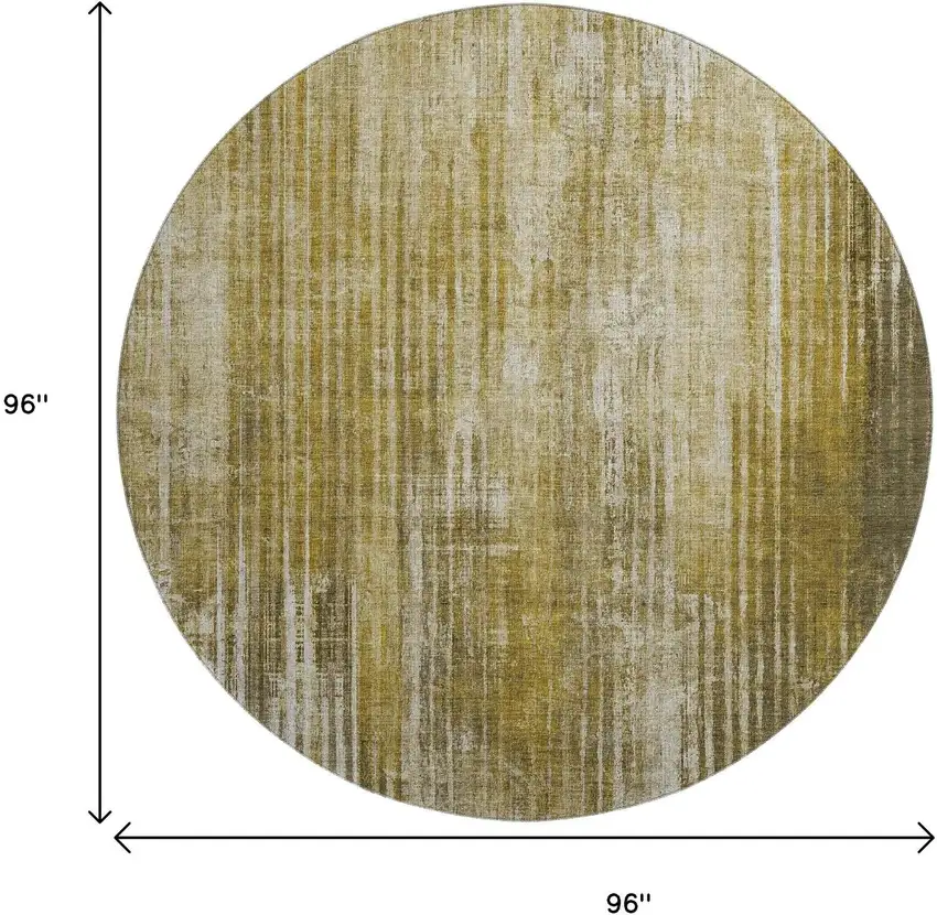 8' Brown And Ivory Striped Washable Round Rug With UV Protection Photo 9