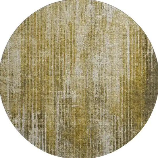 8' Brown And Ivory Striped Washable Round Rug With UV Protection Photo 3