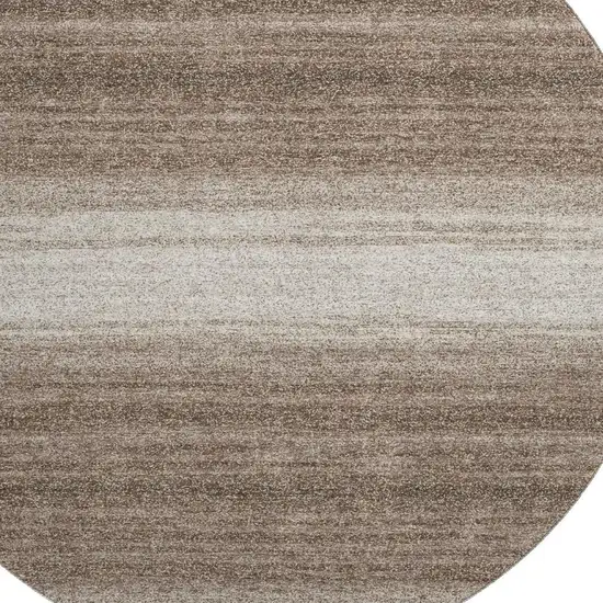 8' Brown And Ivory Striped Washable Round Rug With UV Protection Photo 2