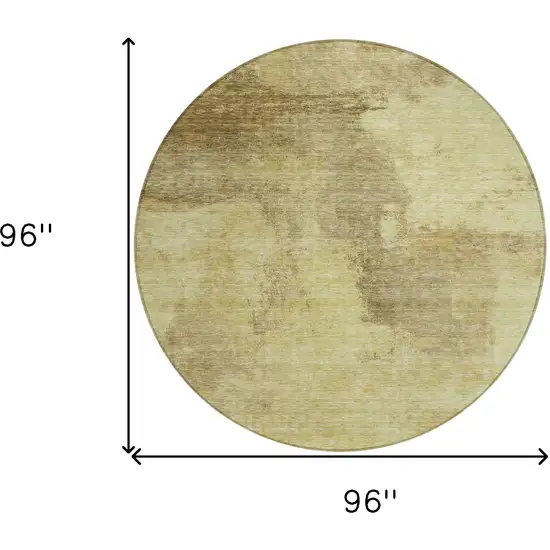 8' Brown And Light Yellow Round Abstract Washable Indoor Outdoor Area Rug Photo 9