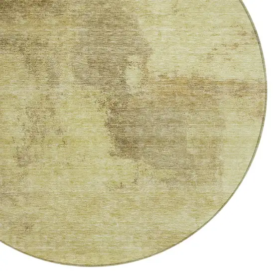 8' Brown And Light Yellow Round Abstract Washable Indoor Outdoor Area Rug Photo 5