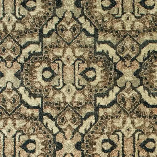 8' Brown And Navy Blue Geometric Runner Rug Photo 6