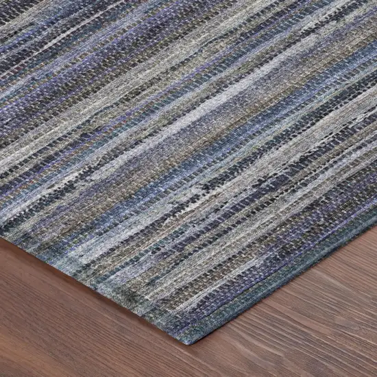 8' Brown And Plum Round Striped Washable Indoor Outdoor Area Rug Photo 4