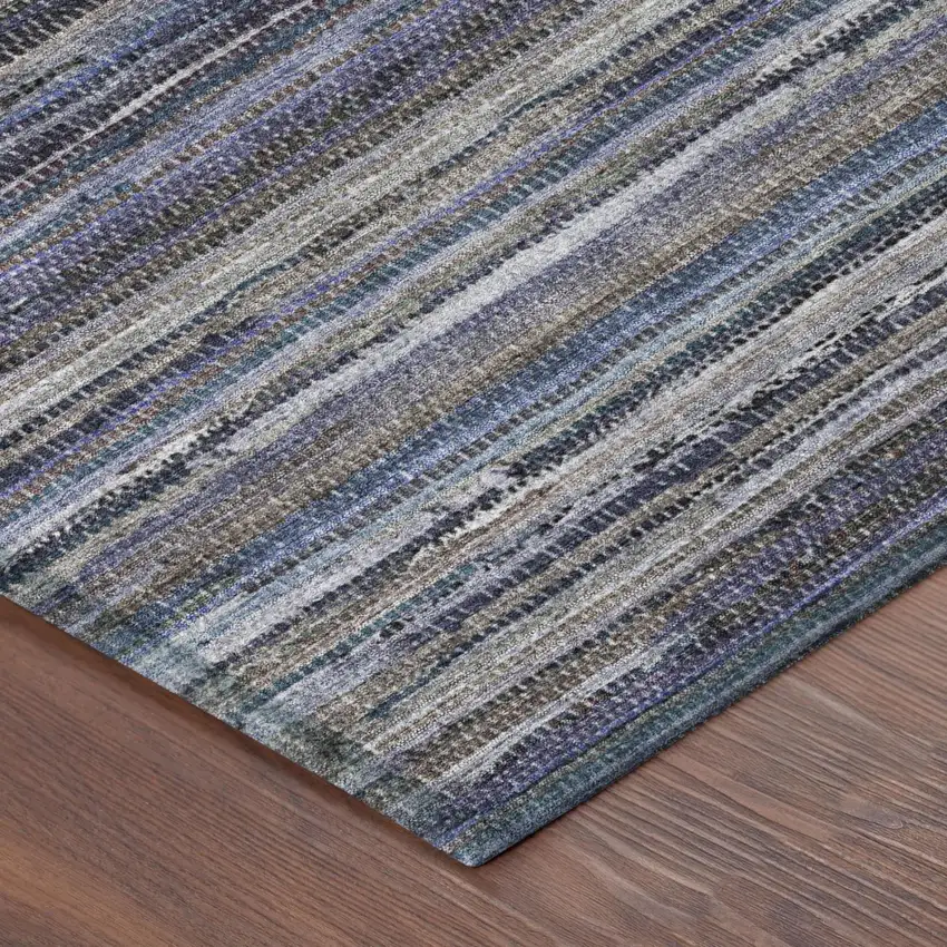 8' Brown And Plum Round Striped Washable Indoor Outdoor Area Rug Photo 4