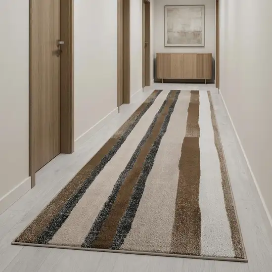 13' Brown And Red Abstract Area Rug Photo 1