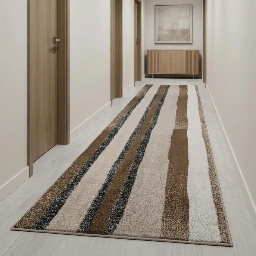 13' Brown And Red Abstract Area Rug Photo 1