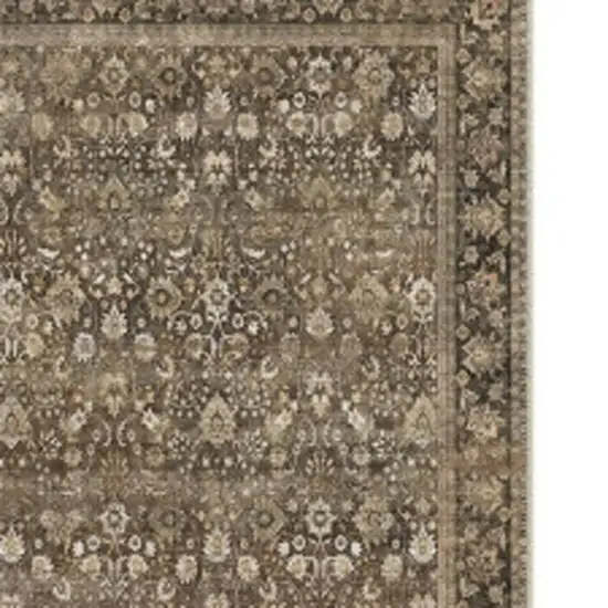8' Brown And Red Floral Washable Area Rug Photo 3