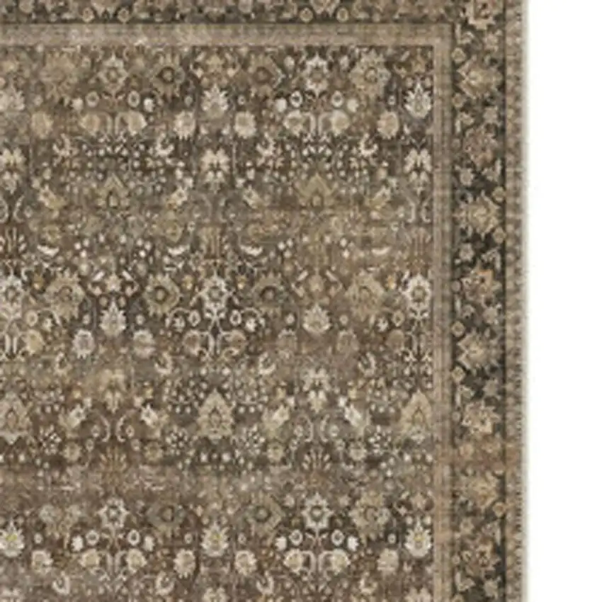 8' Brown And Red Floral Washable Area Rug Photo 3