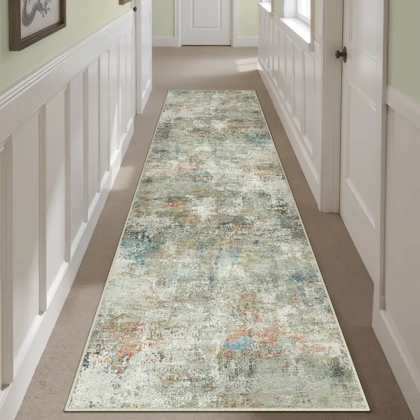 8' Brown And Red Floral Washable Area Rug Photo 1