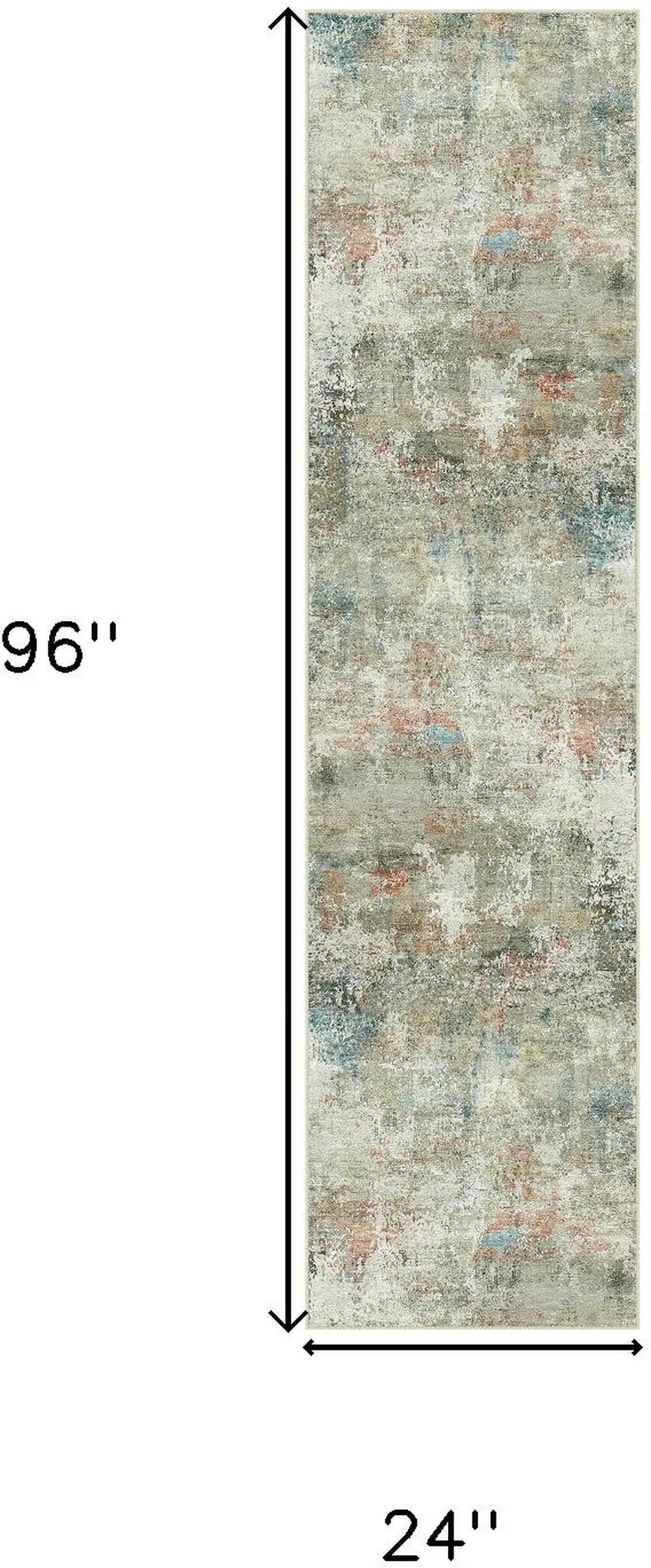 8' Ivory Light Green And Blue Abstract Washable Runner Rug Photo 3