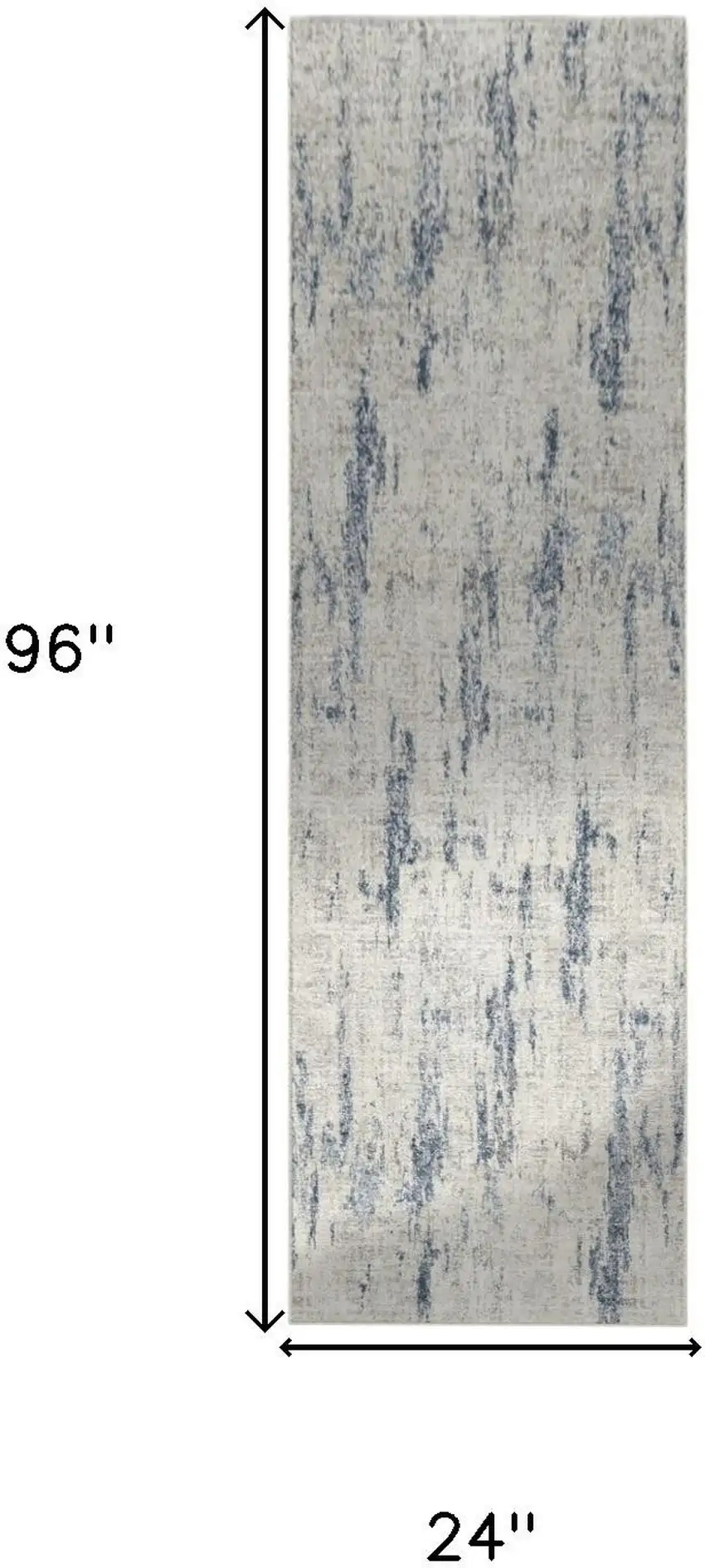8' Ivory And Slate Blue Abstract Washable Runner Rug Photo 3
