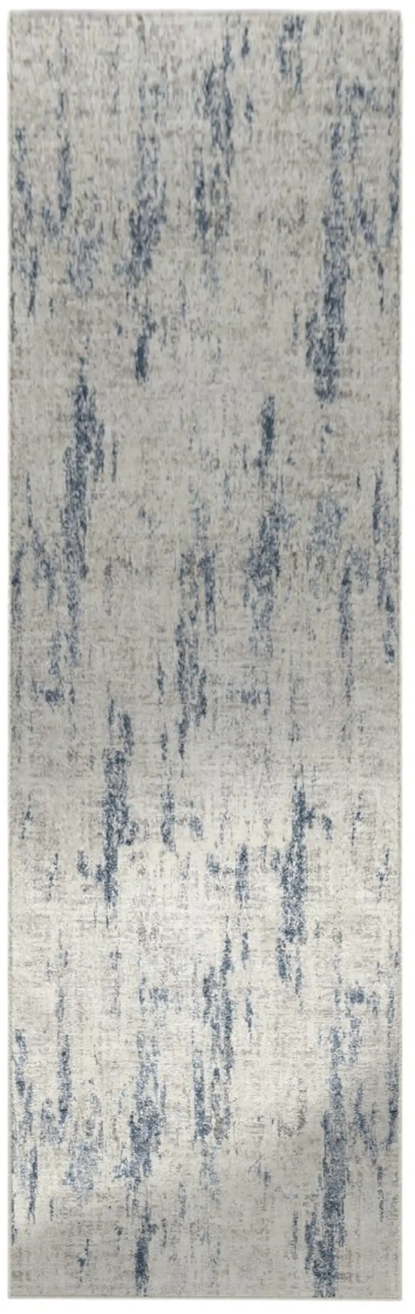 8' Ivory And Slate Blue Abstract Washable Runner Rug Photo 2