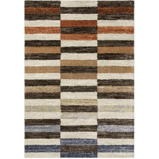 7' Brown And Rust Geometric Runner Rug Photo 2