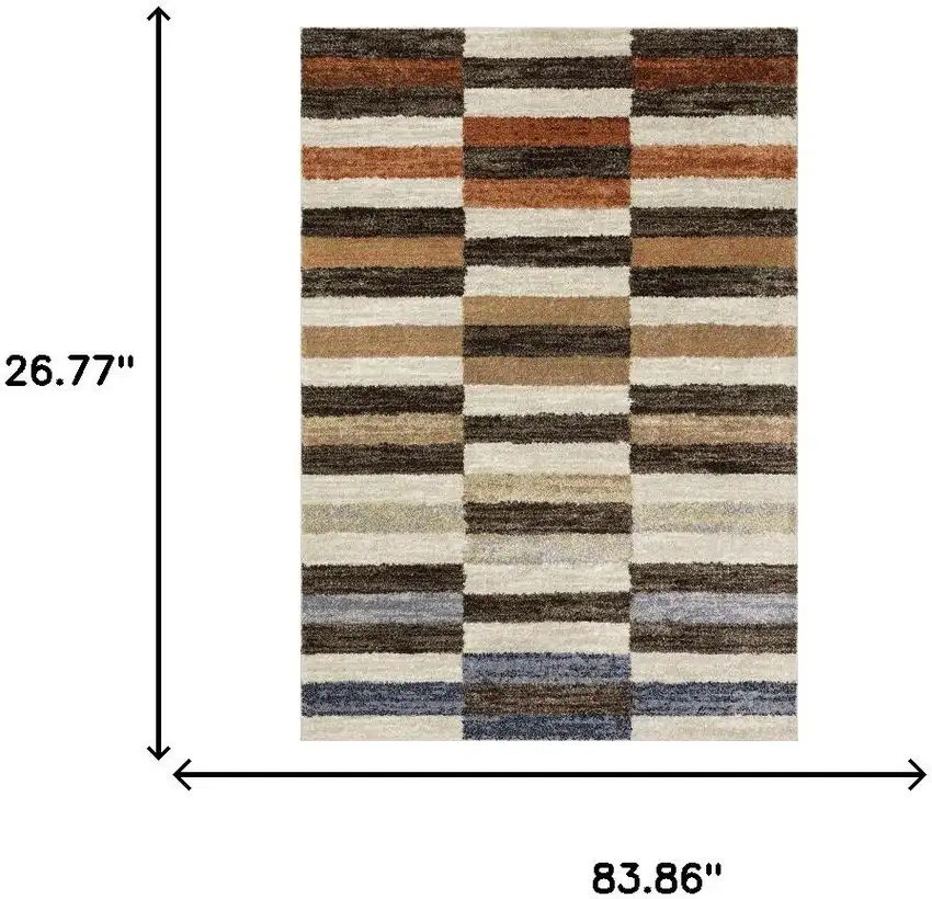 7' Brown And Rust Geometric Runner Rug Photo 9