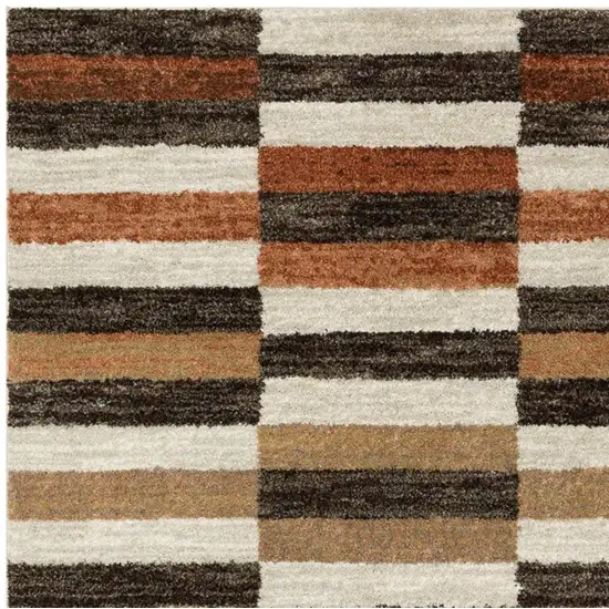7' Brown And Rust Geometric Runner Rug Photo 3