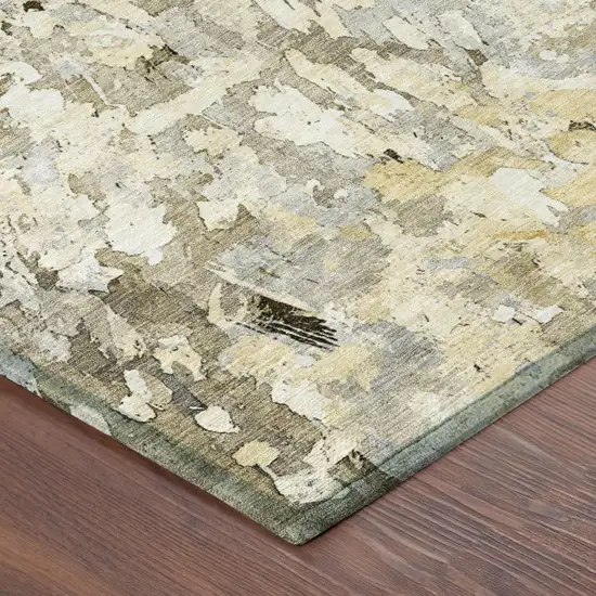 8' Brown And Silver Round Abstract Washable Indoor Outdoor Area Rug Photo 5