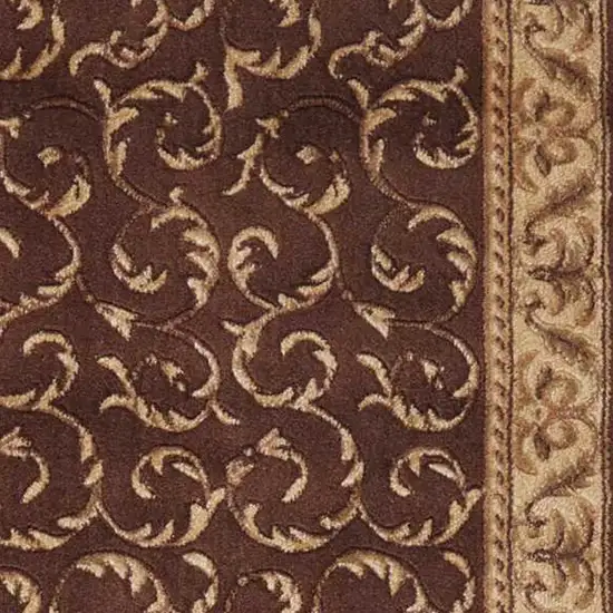 8' Brown And Tan Floral Non Skid Runner Rug Photo 7