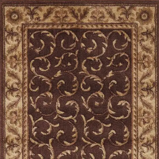 6' Brown And Tan Floral Non Skid Runner Rug Photo 8
