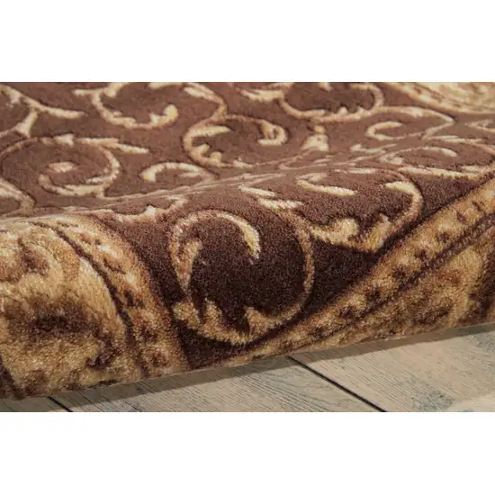 6' Brown And Tan Floral Non Skid Runner Rug Photo 9
