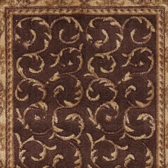 6' Brown And Tan Floral Non Skid Runner Rug Photo 7