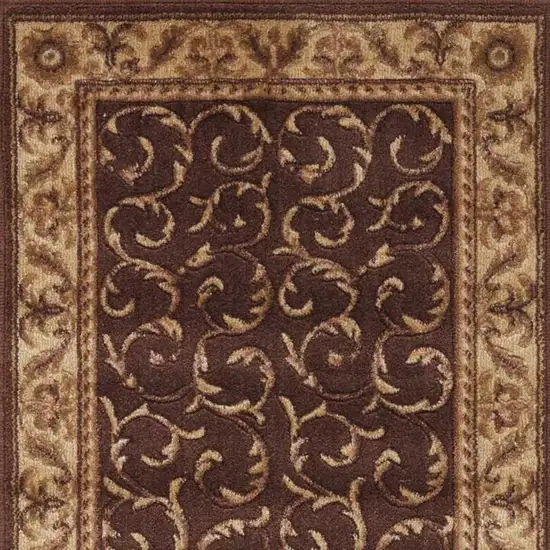 6' Brown And Tan Floral Non Skid Runner Rug Photo 3