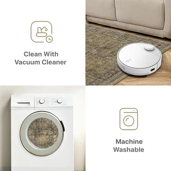 8' Brown And Tan Medallion Distressed Washable Runner Rug Photo 7