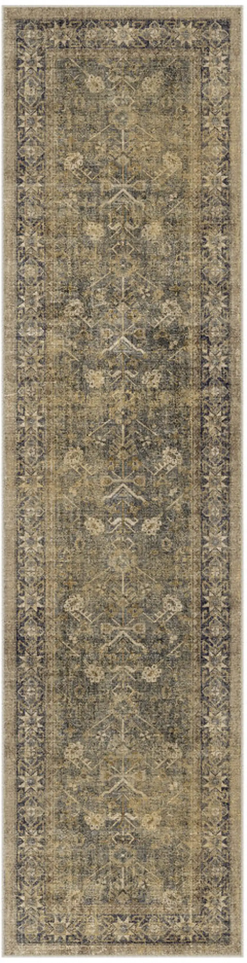 8' Brown And Tan Medallion Distressed Washable Runner Rug Photo 2