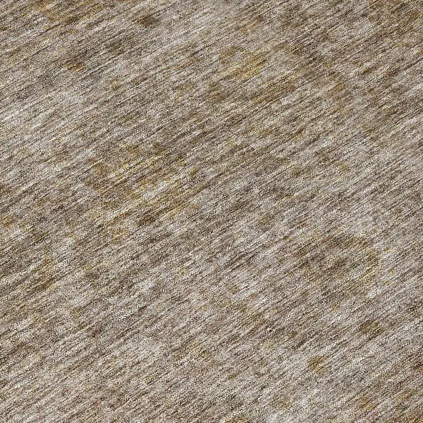 8' Brown And Tan Round Floral Washable Indoor Outdoor Area Rug Photo 8