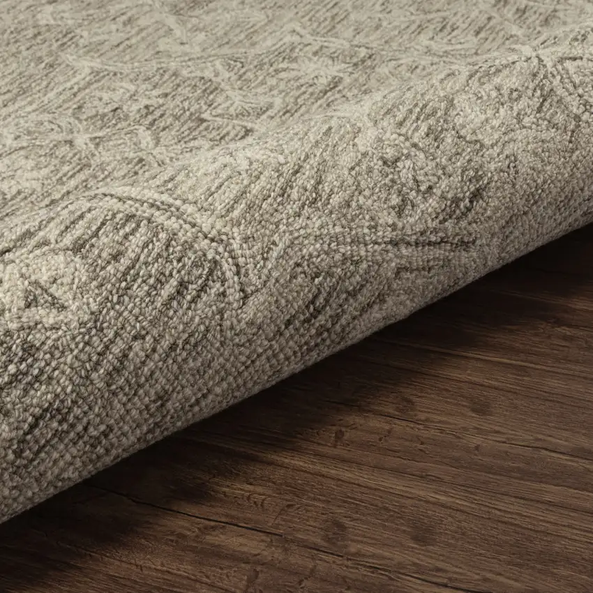 5' Brown And Tan Wool Floral Hand Tufted Round Rug Photo 8