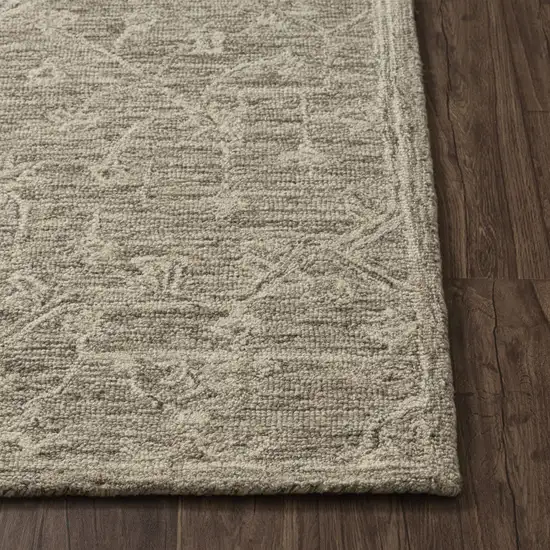 8' Brown And Tan Wool Floral Hand Tufted Runner Rug Photo 7