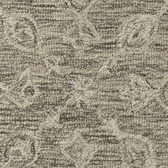 8' Brown And Tan Wool Floral Hand Tufted Runner Rug Photo 9