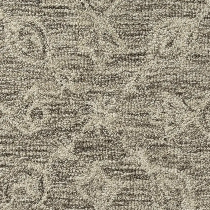 8' Brown And Tan Wool Floral Hand Tufted Runner Rug Photo 9